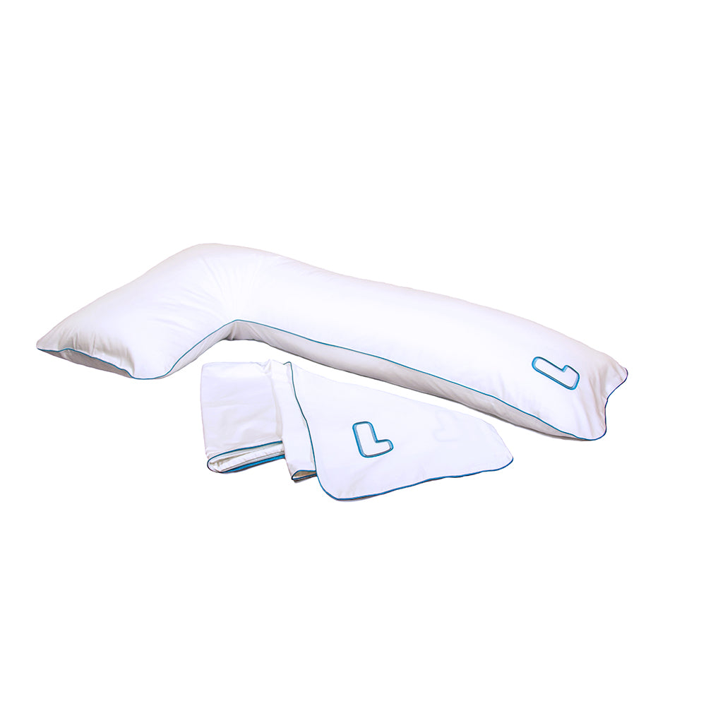 L-SHAPE SIDE SLEEPING BODY PILLOW (+ 2 Cases) - CUMULUS WHITE